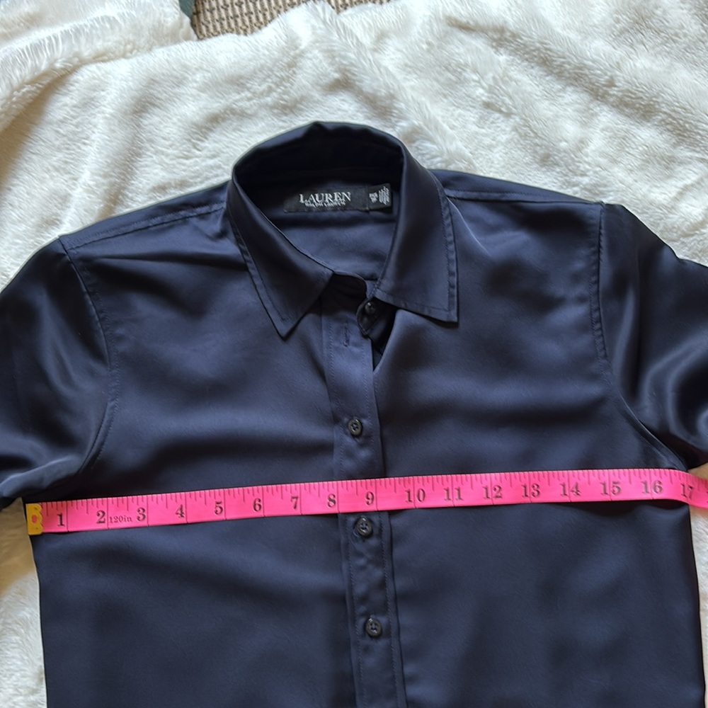 Ralph Lauren navy blue satin top - Picture 4 of 5